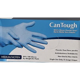 Can Tough Nitrile Glove Powder Free Medium, Latex Free, 100pcs, Blue, 4.5 gm
