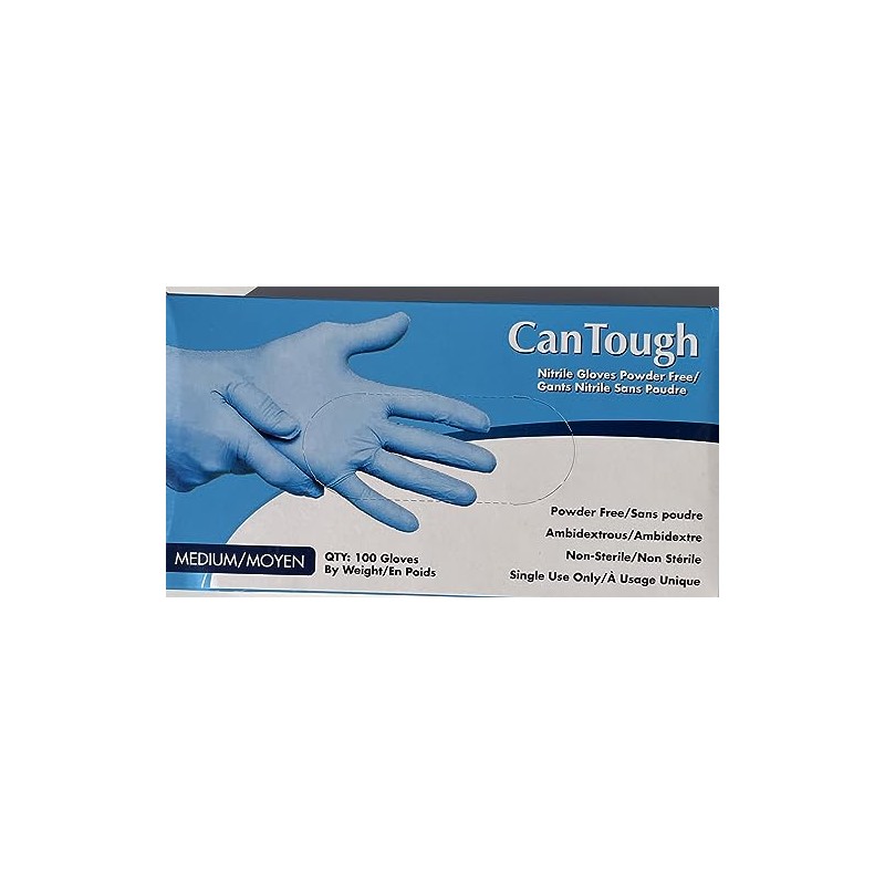 Can Tough Nitrile Glove Powder Free Medium, Latex Free, 100pcs,