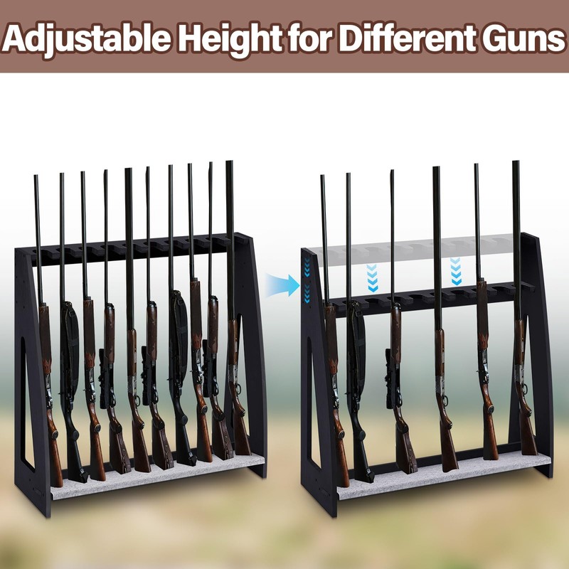 Yousoontic Indoor Gun Racks, Floor Standing Rifle Rack Wooden Freestanding