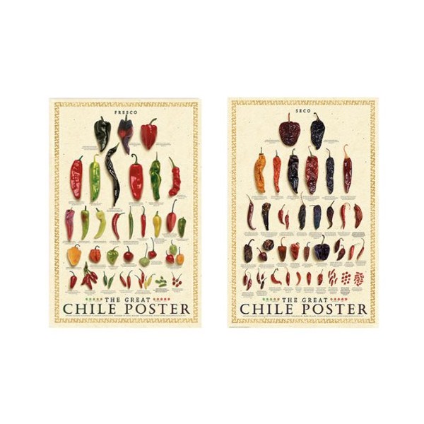 The Great Chile Poster Fresh and Dried Mark Miller Pepper Poster 2 Print Set