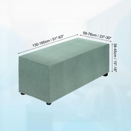 uxcell Stretch Ottoman Cover Rectangular Oversized Square Ottoman Slipcover with Elastic for Foot Stool Living Room Bedroom Fit Length 130-160cm / 51"-63", X-Large, Bean Green