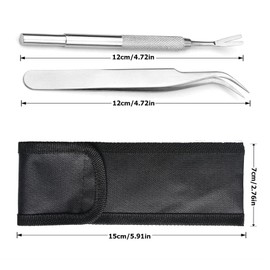 jatimdotin Tick Tweezers Set, 2 Pieces Tick Tweezers for Dogs, Stainless Steel Tick Tweezers and Tick Hooks, Tick Remover for Humans, Dogs, Cats (with Storage Bag)