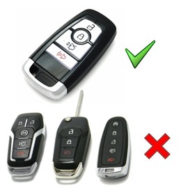 iJDMTOY Glossy Metallic Red Exact Fit Key Fob Shell Cover Compatible with 2017-up Ford Edge Fusion and 2018-up Ford Mustang F-150 F-250 Explorer Expedition Keyless