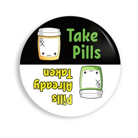 Green and Yellow Kawaii Pill Bottles Medication Reminder To Take Pills Magnet 3.5 Inch