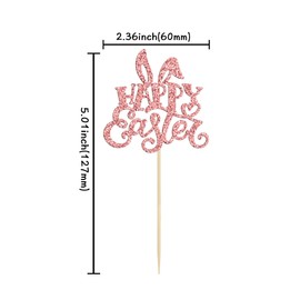 24 piezas de decoración para cupcakes de Pascua con purpurina de oro rosa, conejo, zanahoria, huevo, cupcakes, cupcakes, tema de Pascua, baby shower, fiesta de cumpleaños, suministros de decoración para tartas