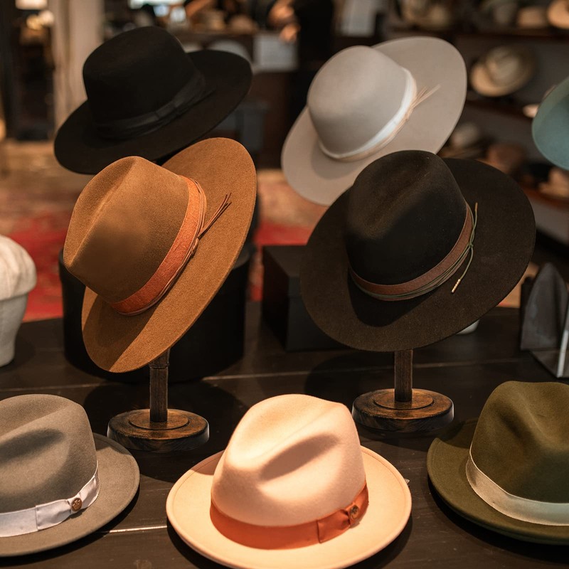 HAIBEIR Freestanding Hat Stand, Tabletop Hat Rack, Wood Display Stand