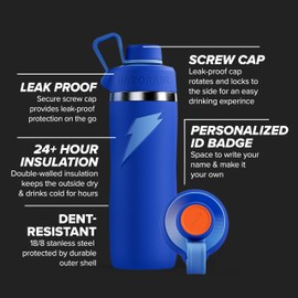 Gatorade 'Overtime' 32oz Stainless Steel Water Bottle, Twist Cap, Royal Blue
