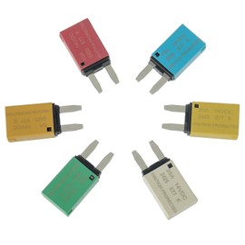 HUAREW Auto Reset Fuse E71 E77 car ATM Low Profile Mini Blade Style Automatic Circuit Breaker T1 14V DC 5A 10A 15A 20A 25A 30A Boat Marine RV Car Truc（6 pcs Mixed）