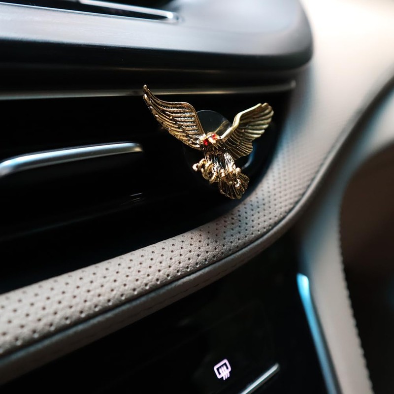 ORIESSE Vintage Eagle Car Air Freshener Vent Clips,2pcs Alloy Golden
