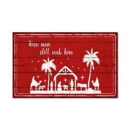 Wise Men still Seek Him Wooden Sign Nativity Scene Wall Plaque Merry And Bright Wall Art Sign Rustic Home Wall Hanging Sign Decoration For Home Bedroom Living Room Bathroom Housewarming Gift 10x16in