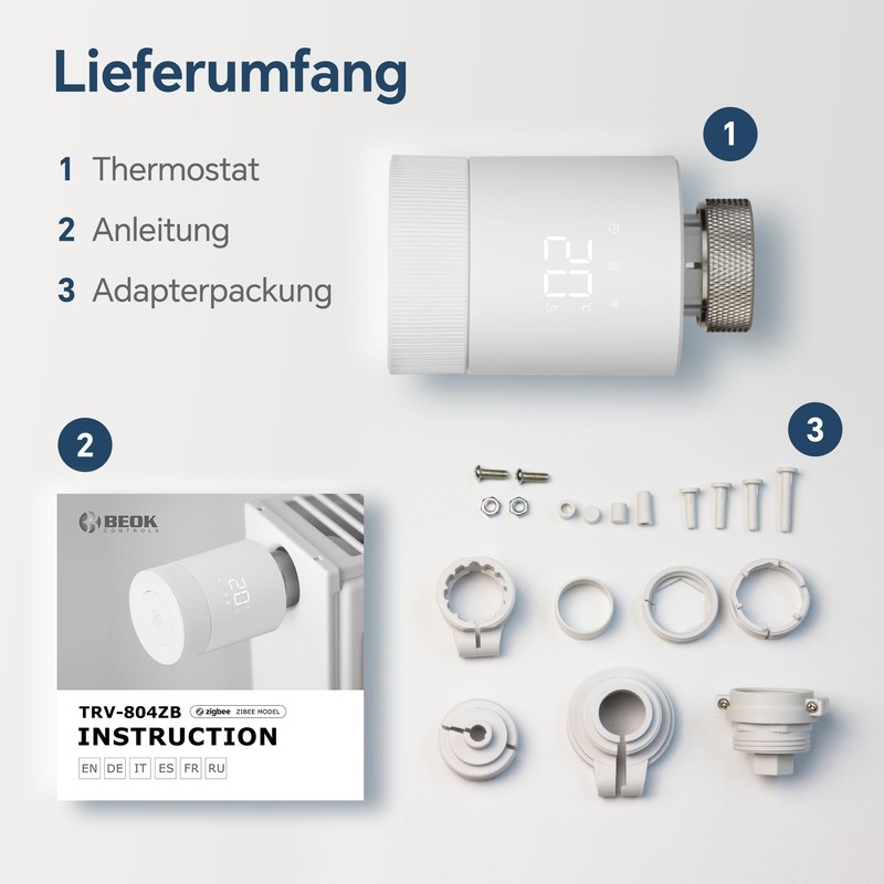 Beok Smart Home Radiator Thermostat, WLAN Heating Thermostat Heater, Digital