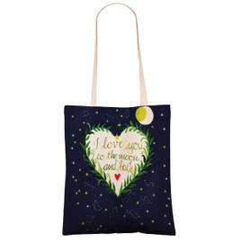 Mr. & Mrs. Panda Love u to the moon & back tote bag, gift, jute bag, to the moon and back, shopping bag, romantic, adventure, summer decoration, outdoor, fabric bag, saying in English, bag,