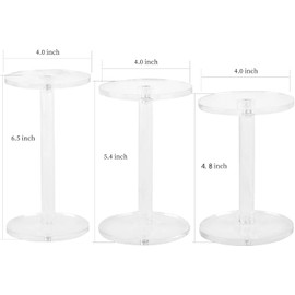 HESIN 3 Pack 4 " Dia Acrylic Display Riser Jewelry Watches Round Pedestal Stand Small Figure Holder for Kitchen, Dining Room, Living Room Furniture
