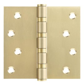 VOLUKA 3 Pack Stainless Steel 4'' Door Hinges for Exterior & Interior Doors,4in x 4in Heavy-Duty Ball Bearing Door Hinges with Square Corners, Gold