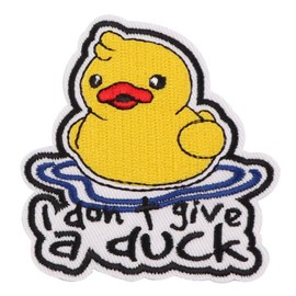 I Don't Give a Duck Rubber Ducky Duckie Toy Pun Funny Humor Joke Phrase Meme Apathy Apathetic Care Careless Free 2.8" Iron On Patch for Clothing