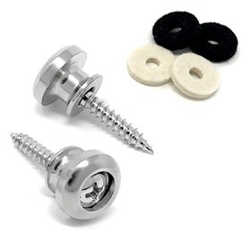 Vintage Forge Guitar Strap Buttons Chrome Modern Style for Guitar and Bass (2) with Screws and Felt Washers Universal Fit for Ibanez, ESP, Jackson and others SB75-CHR