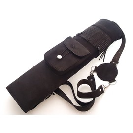 starlingukpk Traditional Archery Suede Leather Back Quiver. (Dark Brown)
