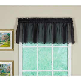 Today's Curtain Emelia Original Voile Valance 14", Black, 60" W x 14" L