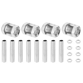 PATIKIL M10 Fine Thread Lamp Pipe Repair Parts Kits, 20 Pcs M10×20 Metal Hexagon Open Coupling Nut with Threaded Pipe and Hex Nut for Light Extension Rod