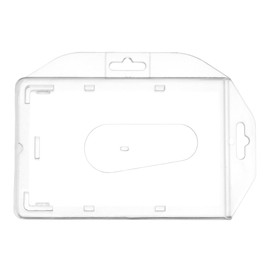 Festland DESIGN® Card Holder ID Card Holder Hard Plastic with Thumb Slider Horizontal + Vertical for Lanyard ID ID Badge Holder Name Tags Card Case Protective Card Case Transparent, transparent