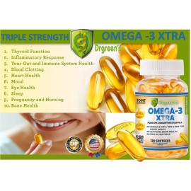 Omega-3 Fish Oil Capsules 3X Strength 2600mg EPA & DHA – Highest Potency, Burpless, Mercury-Free, 120 Softgels