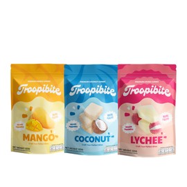 Troopibite Mixed Real Fruit Gummies – Mango, Coconut, Lychee – Vegan Friendly Chewy Snacks Made with Real Fruit, Fruit Snacks Bulk, (Pack of 3) (Mixed Fruit)