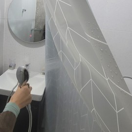 Herringbone waterproof vinyl shower curtain gray 180x180