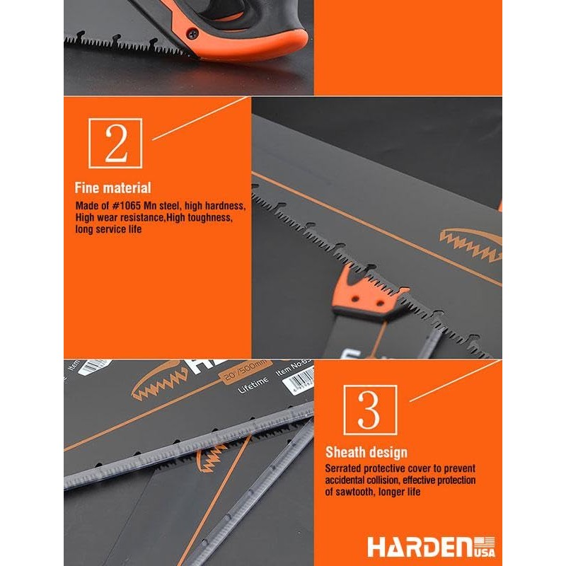 HARDEN Tools 20" (510mm) Pro Hand Saw – #65 Mn