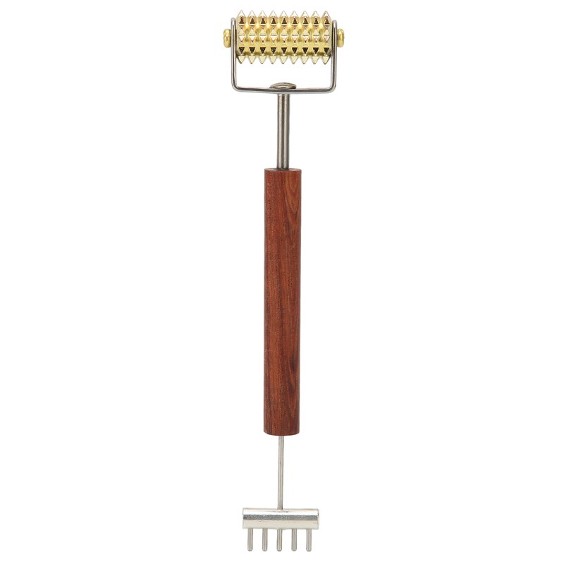 Face Massage Roller Copper Wooden Handle Promote Blood Circulation Double