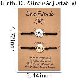 Long Distance Matching Bracelets for Friends Birthday Gift for Best Friends Friendship Bracelet for 2 Best Friends Graduation Gifts for Besties Friends Sun and Moon Bracelet for Women Men