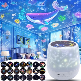 LytRdIt 21 Sets of Films, Kids Night Light Projector, Star Galaxy Projector with 360 Rotating for Kids Baby Girls, Birthday, Christmas, Nursery, Room Decor