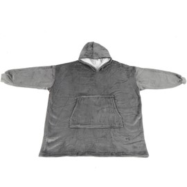Hooded Blanket Fleece Flannel Hoodie Warm Clothes with Pocket Oversized Free SizeGray