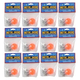 12 Mini Metal Jacks Game Sets - Tiny Classic Game - Party Favors - Gift Bags - Goody Bags/Prizes/Rewards Box - Bulk 1 Dozen