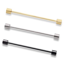3PCS Men's Brass Collar Bar Tie Necktie Pins Clasp Shirt Collar Stay Bar Cravat Pin Stud Bar Clips Brooch Gold Silver Black (Column Head)