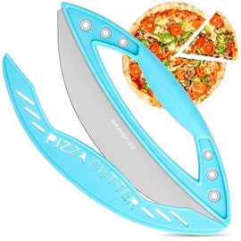 Rainspire 12" Pizza Cutter Rocker Blade Stainless Steel Pizza Rocker with Cover Sharp Blade Pizza Knife Dishwasher Safe Kitchen Gadgets Home Essentials, Blue