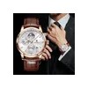 Cuarzo Relojes Hombres Impermeable Strap Moda Men Wristwatch Correa Marrón