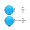 Pair of Solid Sterling Silver 8mm Natural Tibetan Turquoise Ball