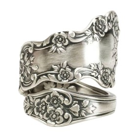 Spoon Rings for Women, Vintage Antique-Flower Open Adjustable Boho Statement Thumb Jewelry Vintage Antique Spoon Rings Size 6-10 （9）