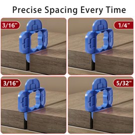 Deck spacers,4-in-1 Multi-Size Deck Spacer Tool (5/32", 3/16", 1/4", 5/16") - Universal Composite, PVC & Hardwood Decking Gap Tool with Easy Grip Design | Blue Set of 6