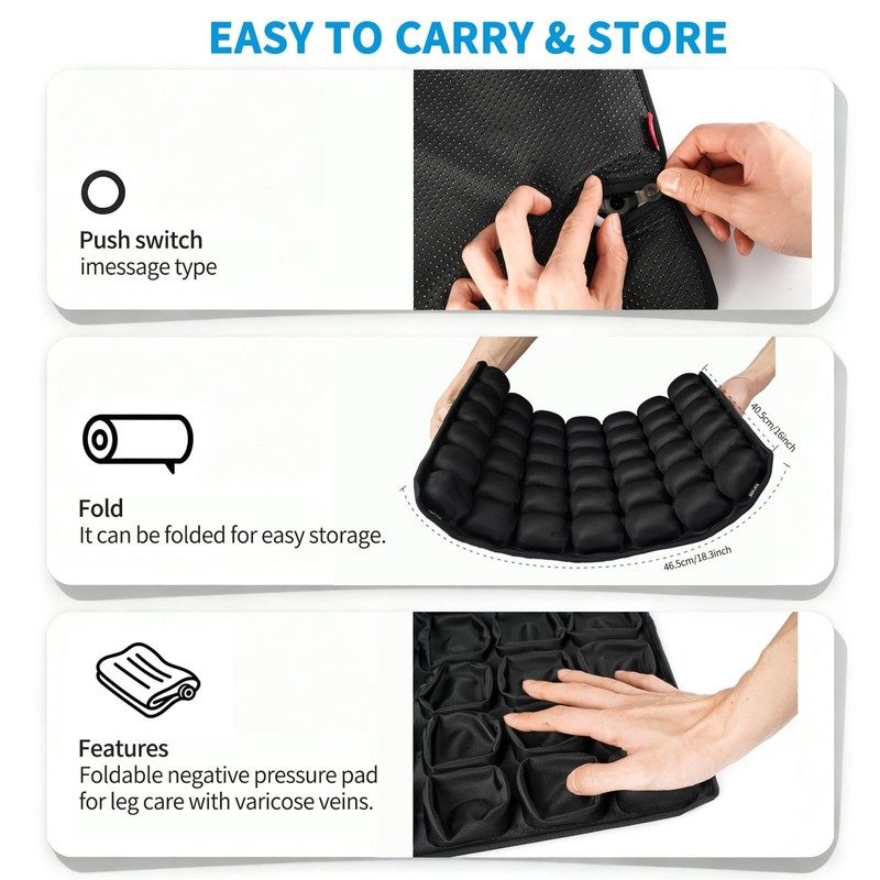 Inflatable Travel Cushion Airplane Seat with Pump for Office Chair,