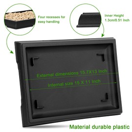 Pinkunn 2 Pack Bonsai Humidity Tray Drip Tray Plastic Plant Water Catcher Tray Plant Saucers for Indoors and Outdoors Cactus, Succulents, Bonsai Tree, Stone Not Included (Rectangular,15.7 x 13 Inch)