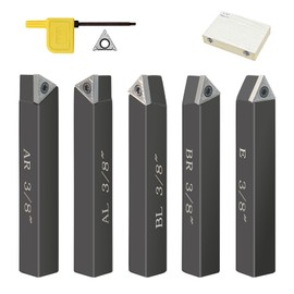 HAowosi Metal Lathe Cutting Tools,5 Sets of 3/8" Carbide Metal Cutting Tool Bits Kit,Indexable Lathe Turning Tool,Carbide Lathe Tools For Metal