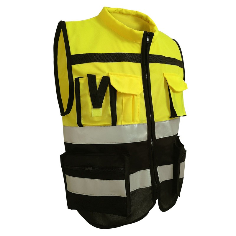 Reflective Safety Vest High Visibility Zipper Front Soft Collar Security