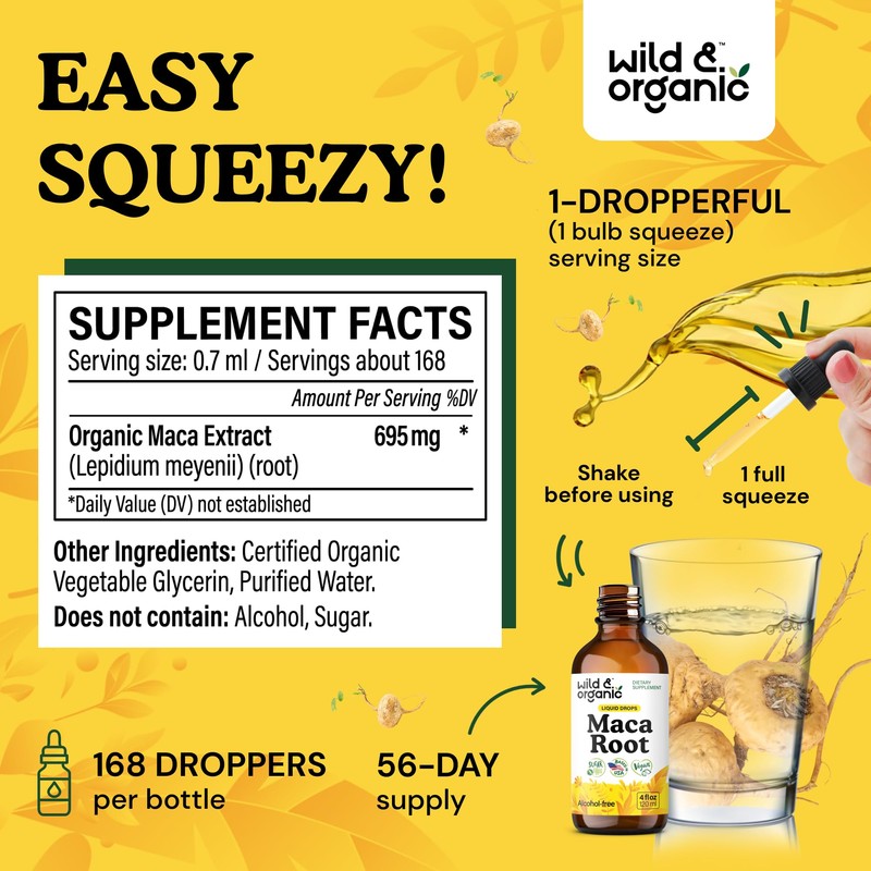 Wild & Organic Maca Root Liquid Drops for Men &