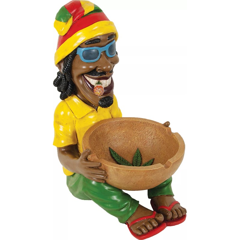 17" Large Rasta Jamaican Man Holding Bowl Polyresin Ashtray Decoration