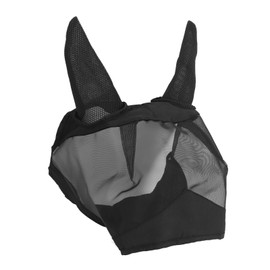 Horse Face Cover Fine Mesh Fly Guard Breathable Prevent Bites with Ears Long Nose Black S