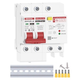 DIHOOL surge protector type A fault current circuit breaker surge arrester type 2 overcurrent protection 2 pole 20a 30ma 120V/240V DIN rail