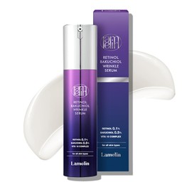 Lamelin Crema de Suero Antiarrugas, Retinol, Bakuchiol y Niacinamida, 10 Vitaminas y Hierbas, Antioxidante, Corrección de Bolsas en los Ojos y Cuello Oscuro, Iluminación de la Piel de Día y de Noche, 50ml 1.76 fl oz. Regalo, Hecho en Corea