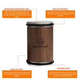 AGORMAN Rolling Knife Sharpener Kit,Diamond based Knife Sharpener Roller for All Steel knives Hardness Levels – Two Angle Rolling Sharpener for Knives with strong Magnet,Sharpener for your kitchen,