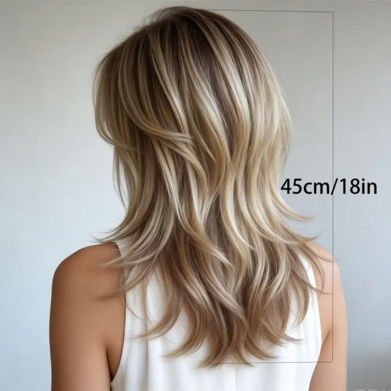 18 Inch High Temperature Fiber Layered Synthetic Wig for Women